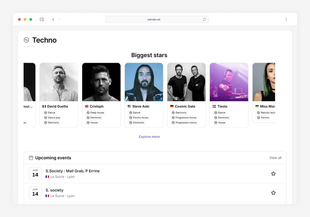 Explore the scene by genre