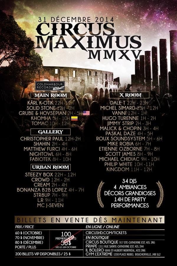 Circus Maximus Mmxv: Coldharbour Night NYE