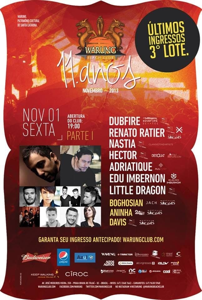 Warung 11 Years Celebration Part 1 with Dubifire + Renato Ratie + Hector + Nastia + Adriatique