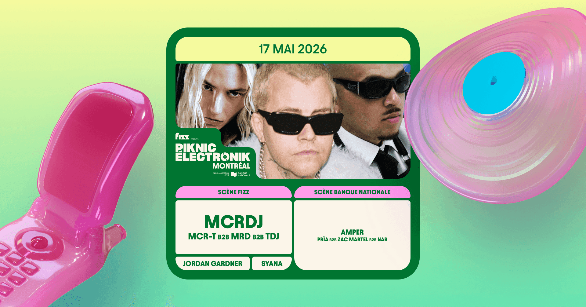 Piknic Électronik MTL #1: MCRDJ (MCR-T b2b MRD b2b TDJ) / AMPER (NAB b2b Prïa b2b Zac Martel)