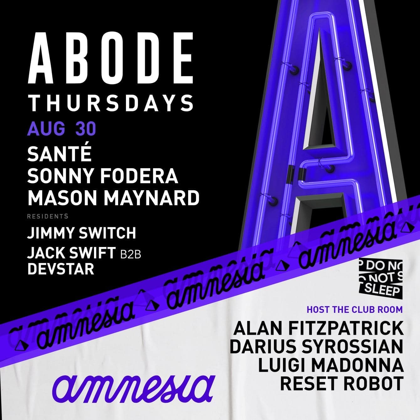 ABODE Thursdays - Club Room Hosted By Do Not Sleep