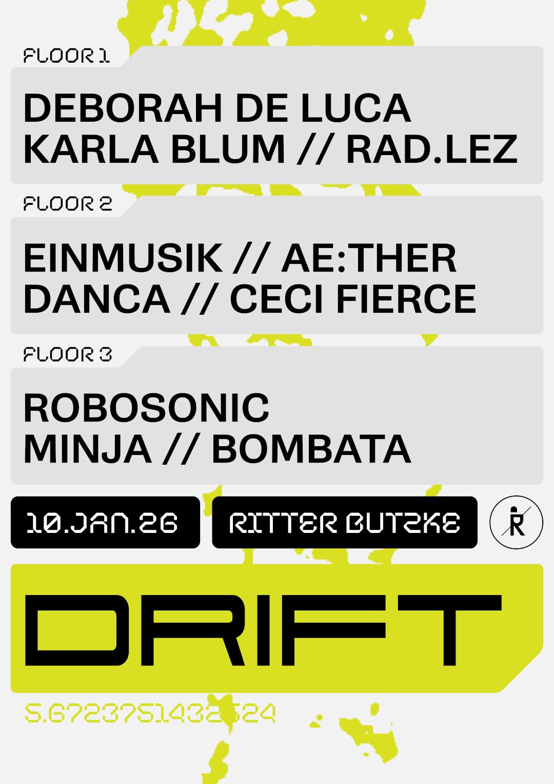 DRIFT w/ Deborah De Luca, Einmusik, Ae:ther, Karla Blum