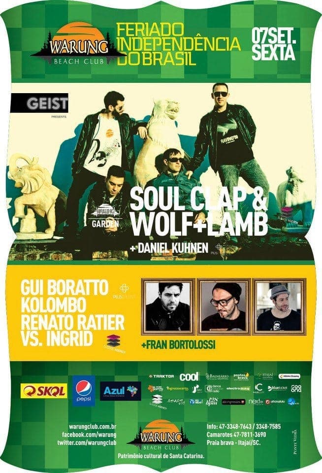 Soul Clap & Wolf + Lamb, Kolombo, Gui Boratto