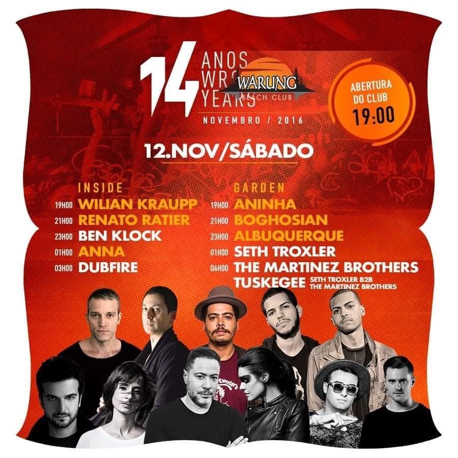 14 Years Warung w/ Ben Klock, Seth Troxler & More