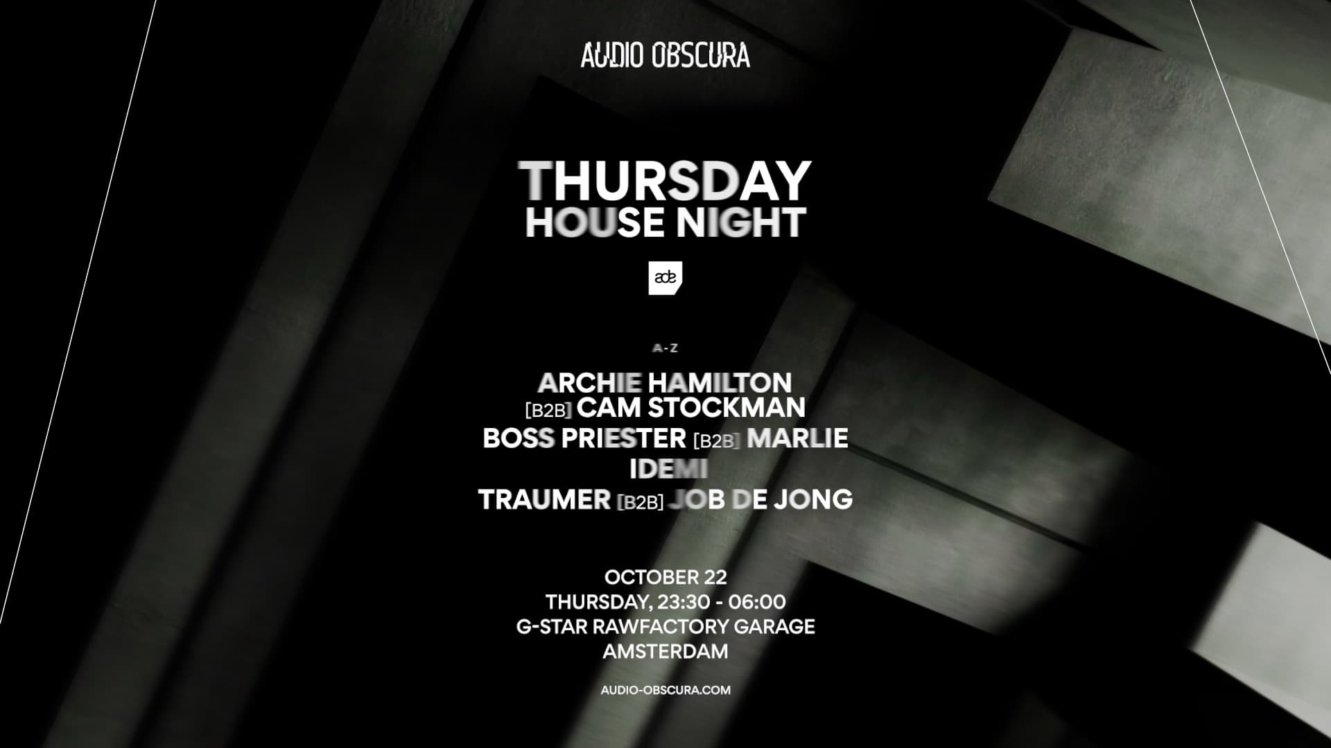 Audio Obscura ADE x Thusday House Night