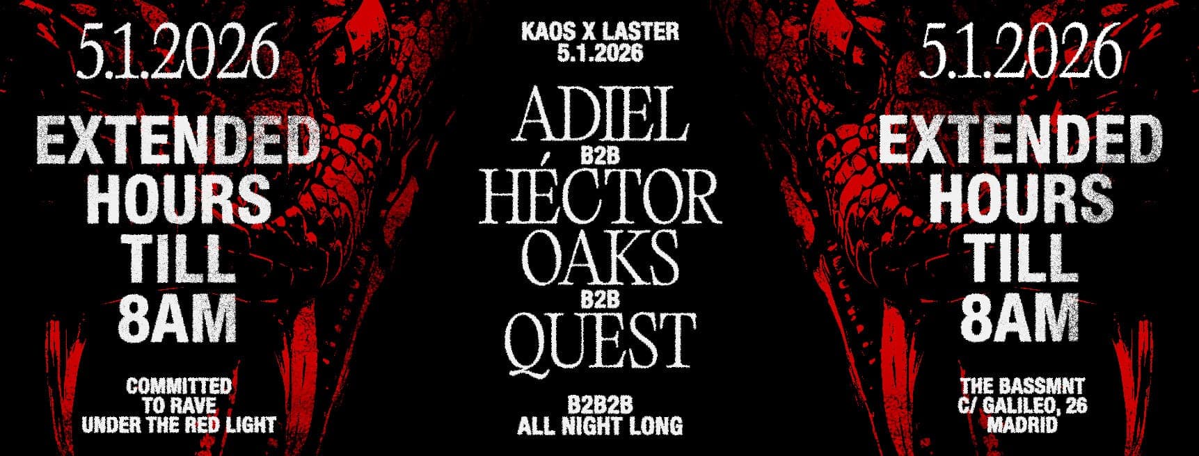 LASTER presents KAOS NIGHT 8 HOURS UNDER THE RED LIGHT