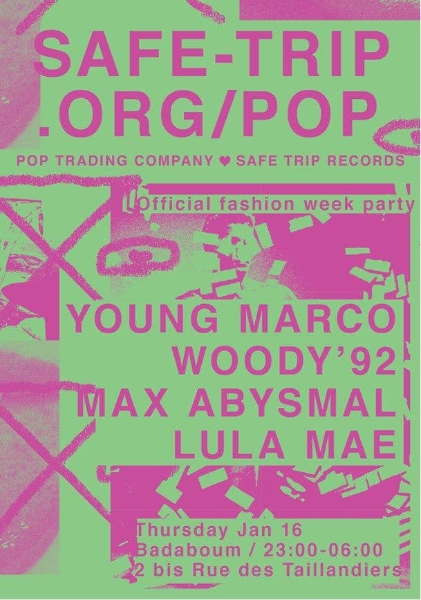 Safe Trip X POP Trading Company Official Fashion Week Party with Young Marco