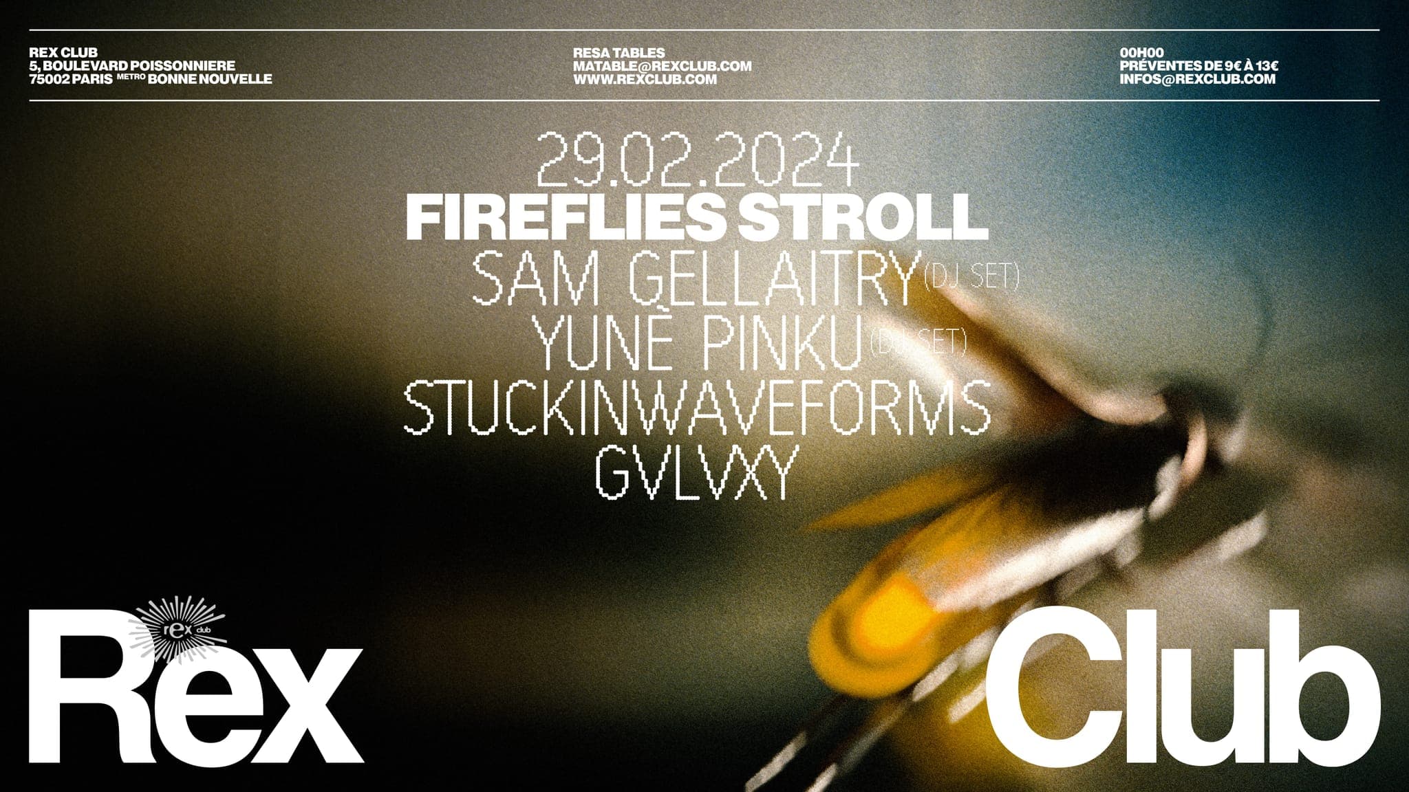 Fireflies Stroll: Sam Gellaitry (djset), Yunè Pinku (djset), Stuckinwaveforms, GVLVXY
