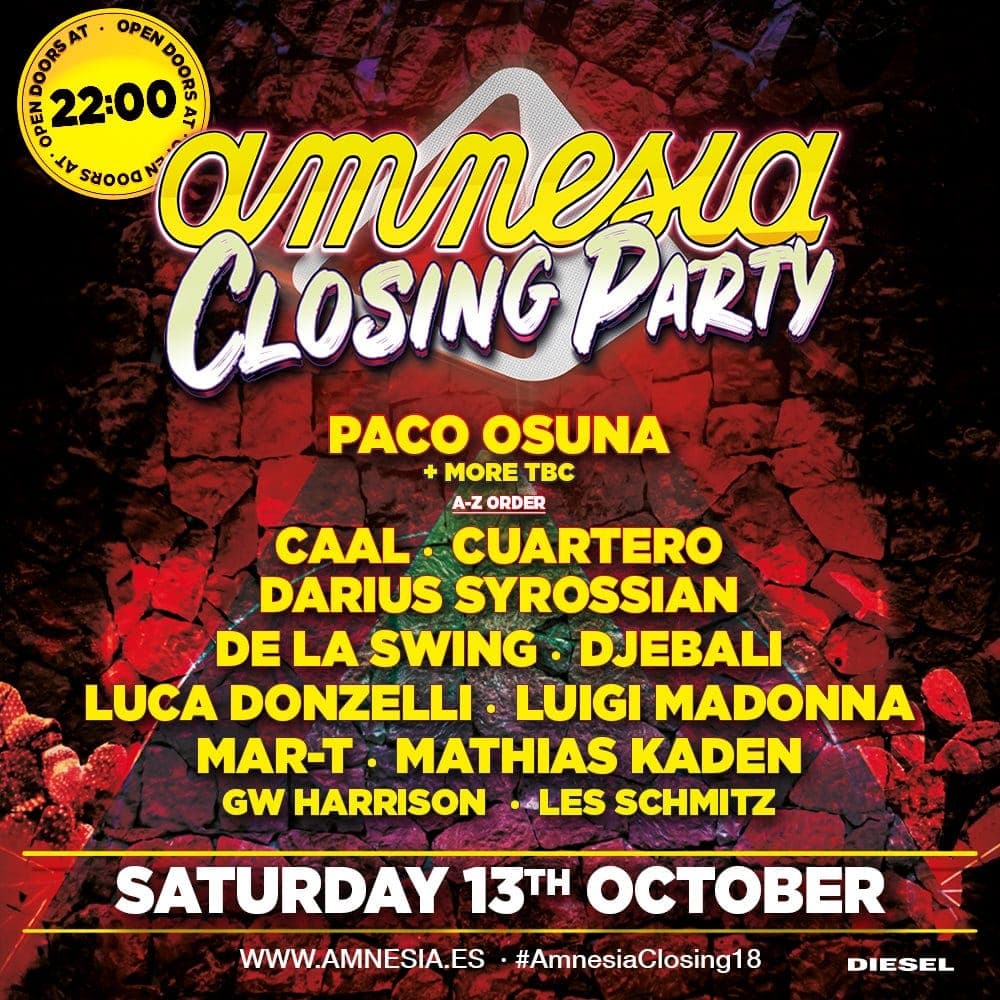 Amnesia Closing Party 2018