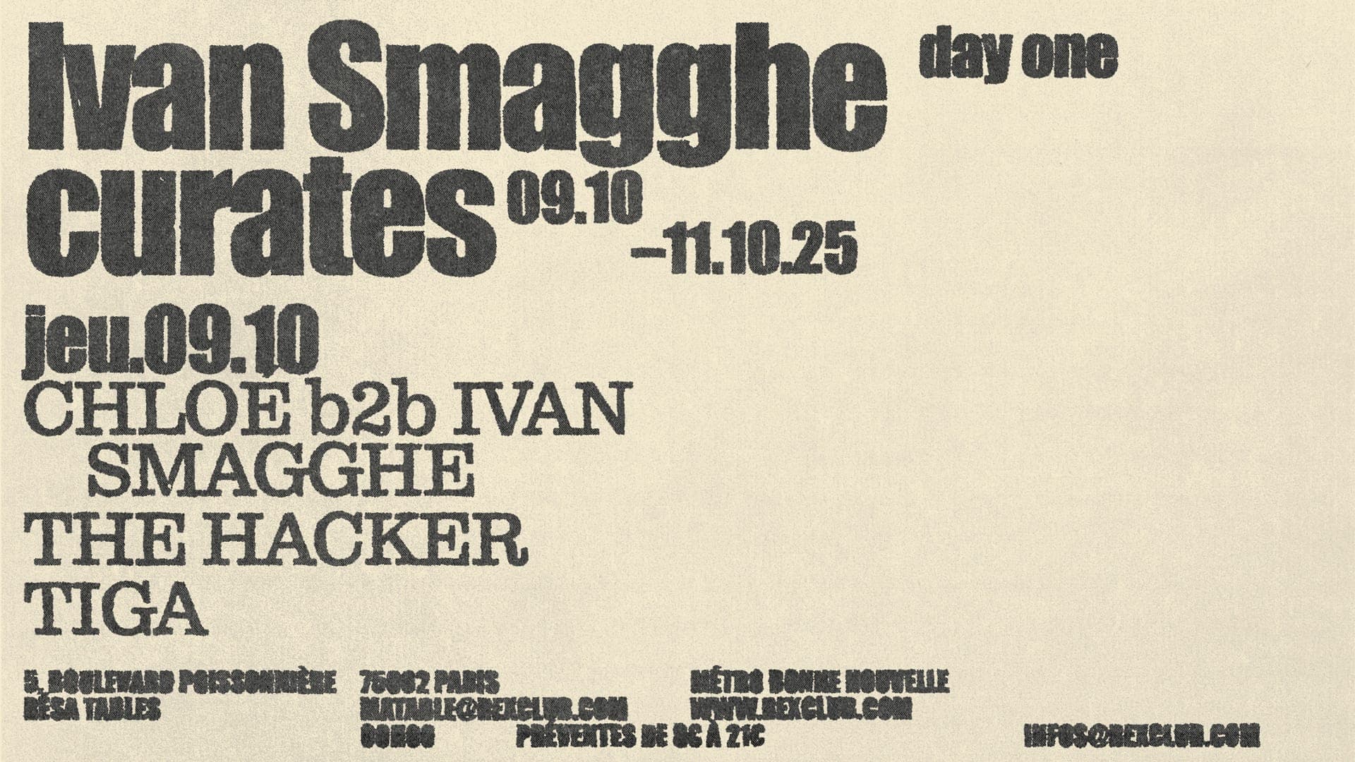 Ivan Smagghe Curates: Chloé b2b Ivan Smagghe, The Hacker, Tiga