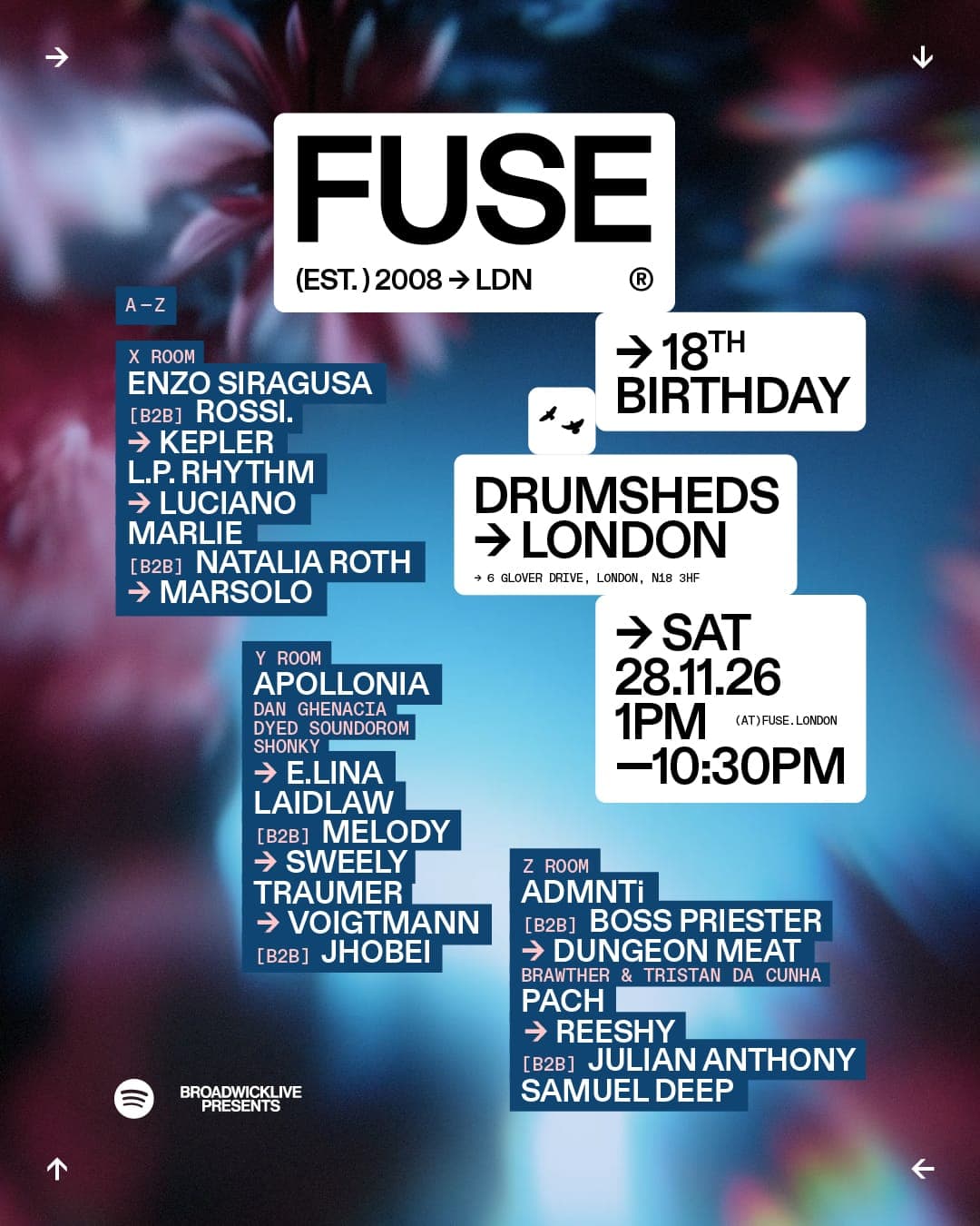 FUSE 18th Birthday w/ Enzo Siragusa b2b Rossi., Luciano, Marlie b2b Natalia Roth, Marsolo